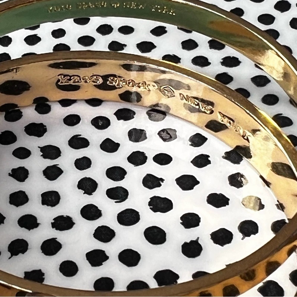 KATE SPADE Bow & Spades Tiffany Blue Gold Bangle Set Two Bracelets EXCELLENT EC - Picture 4 of 8